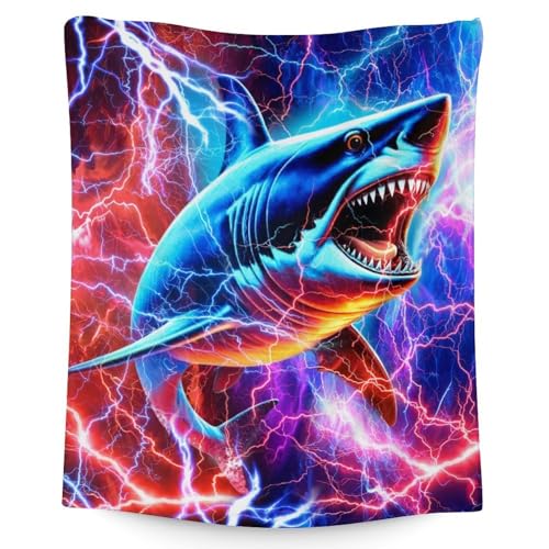 Shark Blanket for Boys & Teens - 50'' x 60'' Plush Flannel Throw