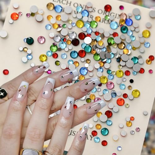 1440Pcs 3D Flatback Rhinestones Nail Art Gems Mixed Colors Crystal Diamonds