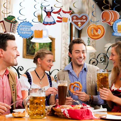 PEUTIER 9-Piece Oktoberfest Hanging Paper Swirls & Bunting Decorations