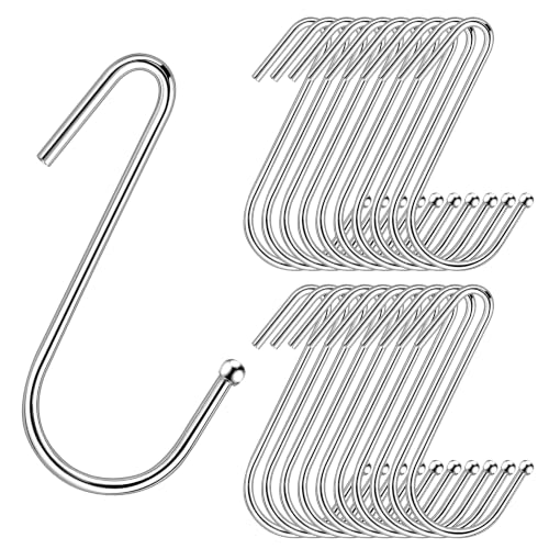 S Hooks for Hanging - 3.4 Inch Rust-Proof Stainless Steel, 20 Pack