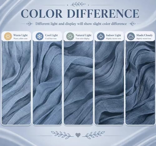 Dusty Blue Cheesecloth Table Runner 2 Pack 17x108 Inch - Boho Wedding Decor