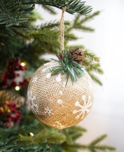 Red Burlap Christmas Hanging Ornaments Farmhouse Rustic Holiday Decor Set 12