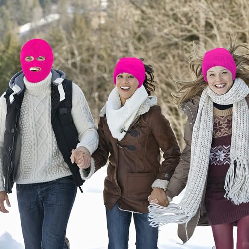 3 Hole Ski Mask, Knitted Balaclava Face Mask, Winter Full Face Mask Cover for Winter Outdoor Sports