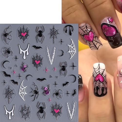 8 Sheets 5D Embossed Halloween Spider Skull Ghost Nail Art Stickers