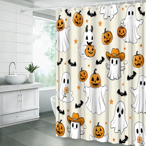 Halloween Ghost Shower Curtain 36x70 Inches Bathroom Decor Fabric with Hooks