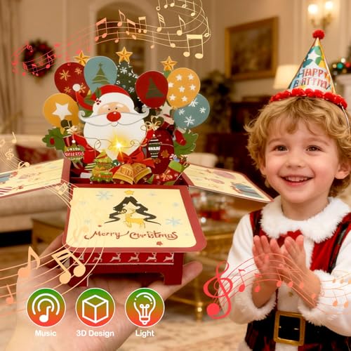 Christmas Pop Up Greeting Card with Light & Music - Holiday Gift, Decoration - Variation of Christmas Card / Christmas Gifts