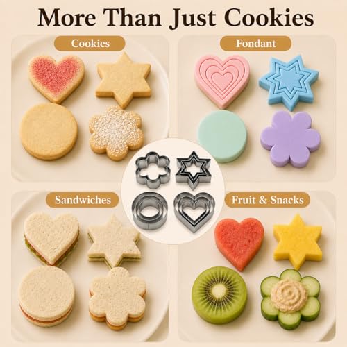 12-Piece Stainless Steel Cookie Cutter Set - Hearts, Stars & Flowers