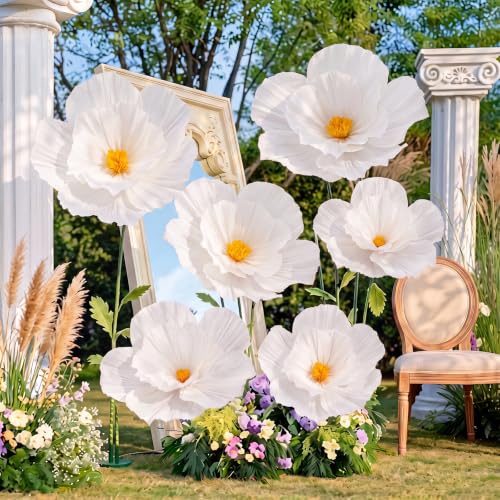 White Extra Large Christmas Poinsettia & Magnolia Flower Set - 6 Pieces