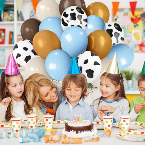 Hongplus Blue Western Cowboy Balloon Set - 60pcs Cow Print Party Decor