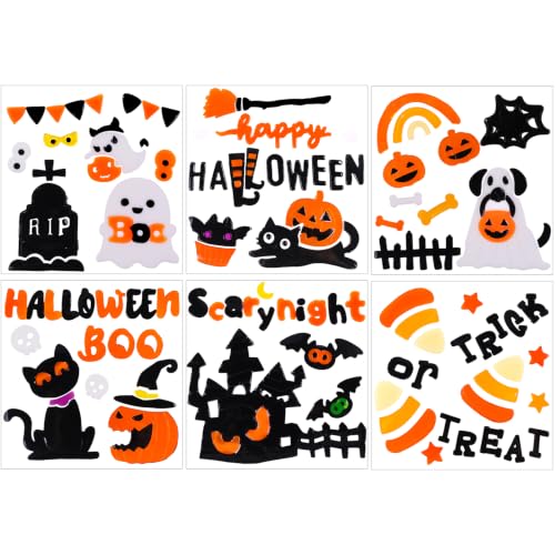 JOICEE Halloween 3 Gel Window Clings Set - Spooky Glass Decor, 6 Sheets