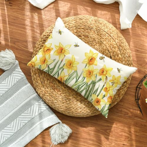 AVOIN colorlife Daffodil Spring Throw Pillow Cover 12x20 Inch Cushion Case for Sofa Couch