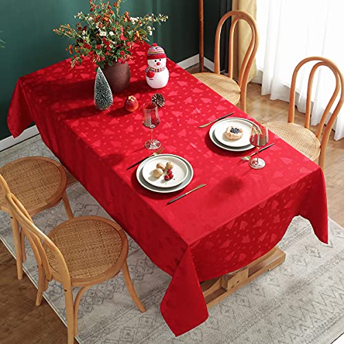 Christmas Tablecloth Rectangle Red Xmas Tree Pattern 52x70 Inches - Variation of Red / 70" x 52"