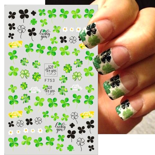 St. Patrick's Day Shamrock Nail Art Stickers - 8 Sheets Green Clover Decals