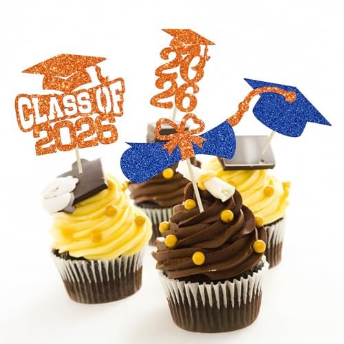 Graduation Cupcake Toppers - 36Pcs Class of 2026 Decorations