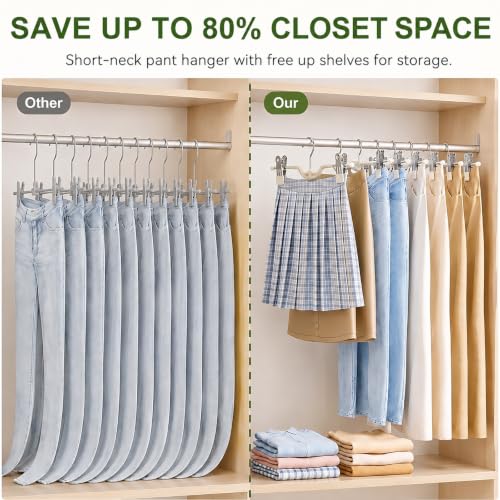 Niziyue Space Saving Pants Hangers with Clips, White 10 Pack