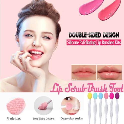 ZIOYCKL 6-Pack Double-Sided Silicone Lip Scrub Brushes for Gentle Exfoliation