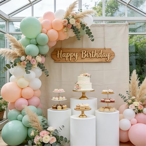 Sage Green and Pink Balloons 50 Pcs 12 Inch Boho Party Decorations