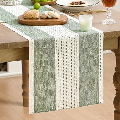 Artoid Mode Sage Green Farmhouse Table Runner 13x72 Inch - Rustic Kitchen Decor