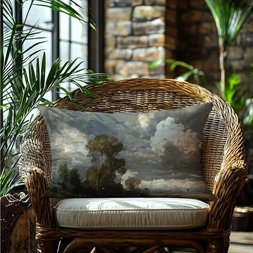Rustic Farmhouse Landscape Pillow Cover 12x20 - Flannel Warm Decor Color-1