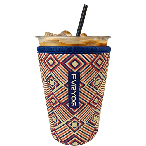 FVRYOG Reusable Neoprene Iced Coffee Sleeves - Insulated Cup Coolers