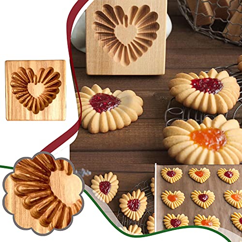 Wooden Cookie Biscuit Mold 3D Embossing Baking Tool Halloween Christmas Set - Cookies-B 2PCS