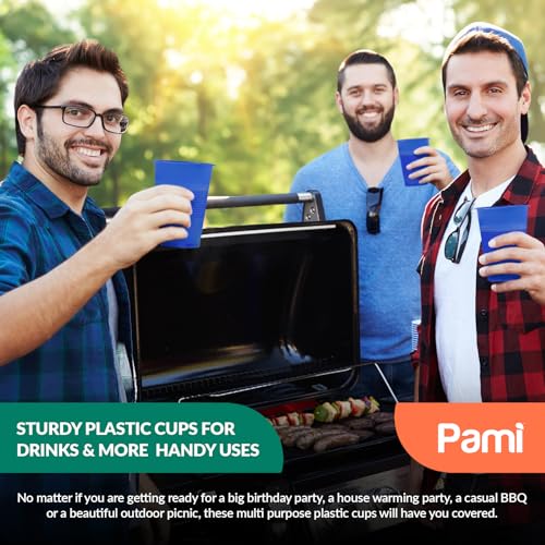 PAMI 9 oz Blue Plastic Party Cups - BPA-Free Disposable Drinkware (80 Count)