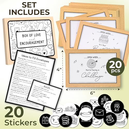 STOFINITY Open When Envelopes - Black & White, 20 Count Graduation Gift