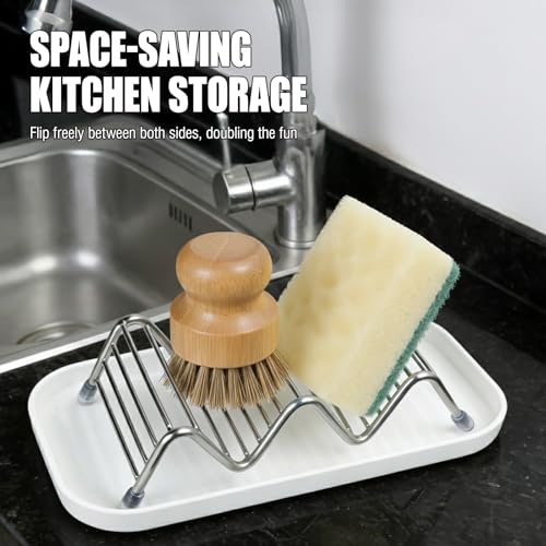 OZNER 304 Stainless Steel Wavy Soap Dish, M (7.4" x 3.2") Shower Soap Holder