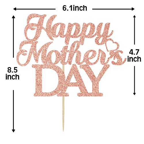 Happy Mother's Day Cake Topper Rose Gold Glitter Best Mom Ever