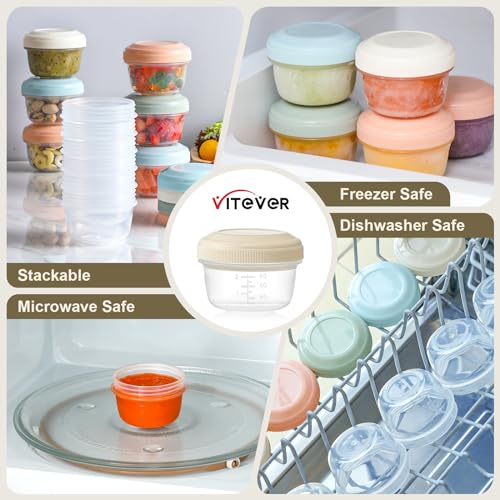 VITEVER 4 oz Reusable Plastic Food Storage Containers - 8 Pack, Airtight & Dishwasher Safe