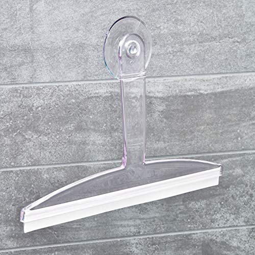 iDesign Large Plastic Shower Squeegee with Suction Storage Hook, 12" x 10"