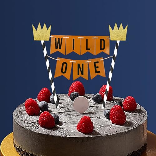 Handmade Wild One Birthday Cake Topper with Glitter Crown