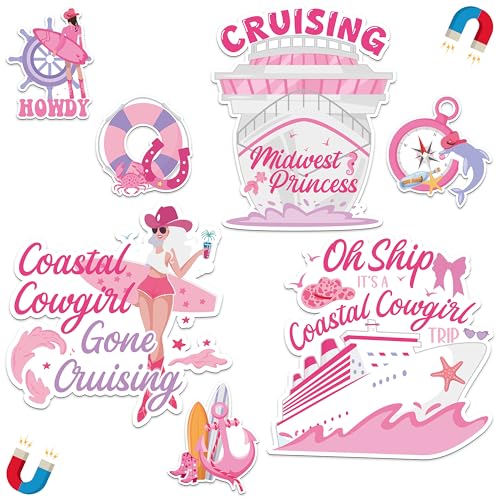 Coastal Cowgirl Cruise Door Magnets 7PCS Pink Refrigerator Decals