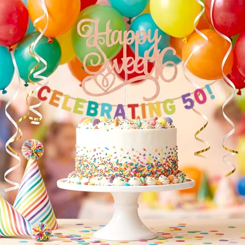 Happy Sweet 16 Cake Topper - Glitter 16th Birthday Decoration