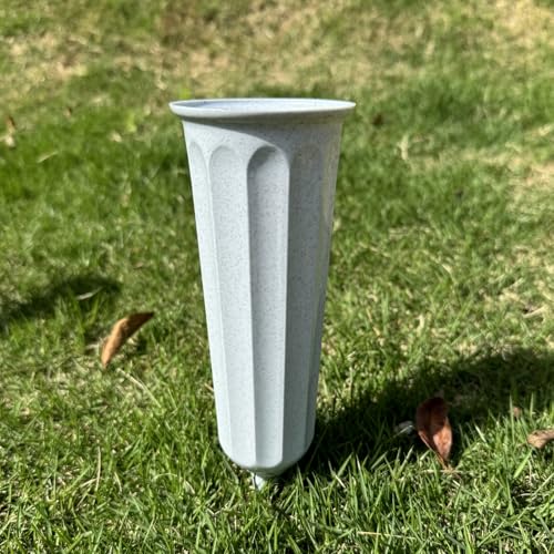 OTDCGI Memorial Cemetery Flower Vases with Stakes, Gray (Set of 6)