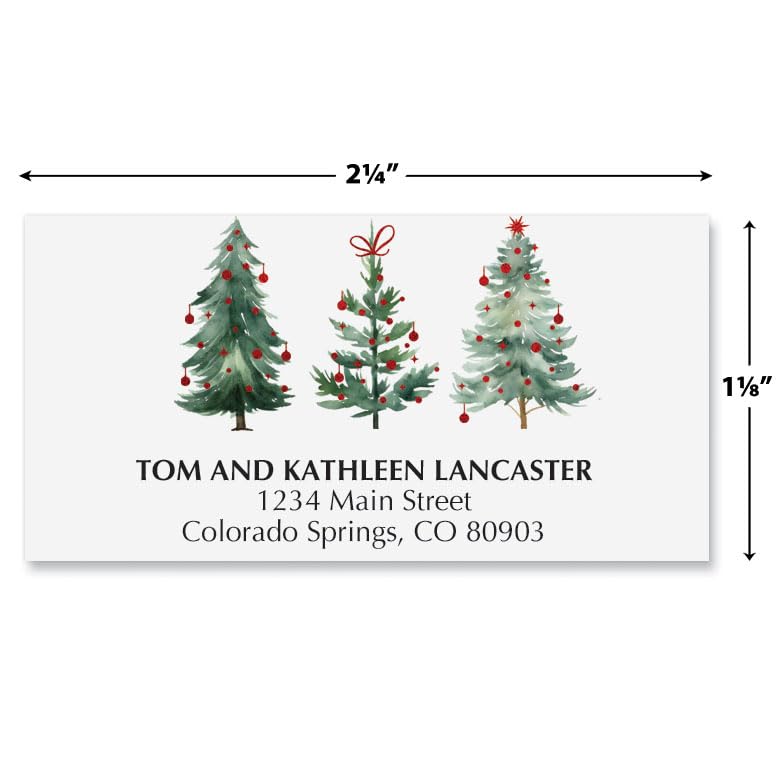 Christmas Forest Deluxe Personalized Address Labels - Set of 48, Self-Adhesive, 1x2.25 Inches, Holiday Stationery - Forest Variation