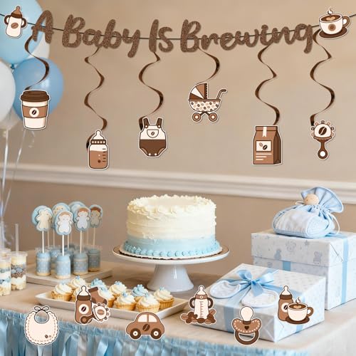 Coffee-Themed Baby Shower Banner Set - 'A Baby Is Brewing' Decorations