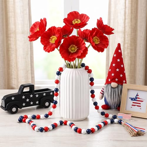4th of July Wooden Bead Garland with Tassels - Patriotic Decor