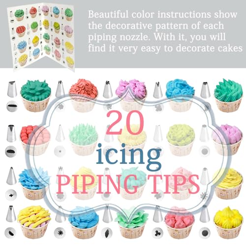 GEMLON 12-Inch Piping Bags and Tips Set - 100-Piece Cake Decorating Kit