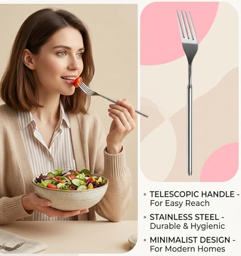 FRCTLNKG 2PCS Extending Stainless Steel Forks - 9 to 25.4 Inch BBQ Utensils
