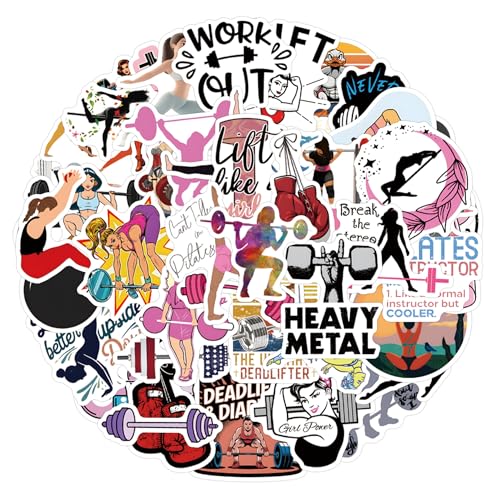 Fitness Exercise Stickers Set - 55 Waterproof Decals for DIY