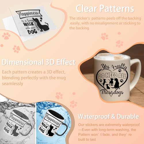 Elewins 12PCS Dog Quote UV DTF Cup Wrap Transfers for Mugs and Glass