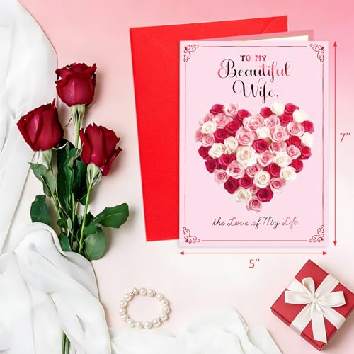 Romantic Valentine's Day Card for Wife - 5x7 Heart Design