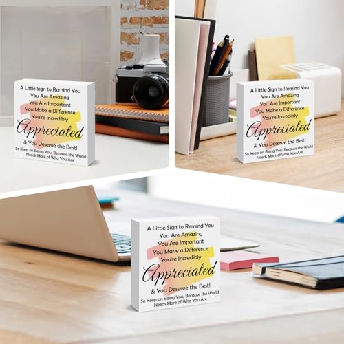 Inspirational Wooden Box Sign - Motivational Office Desk Decor & Farewell Gift