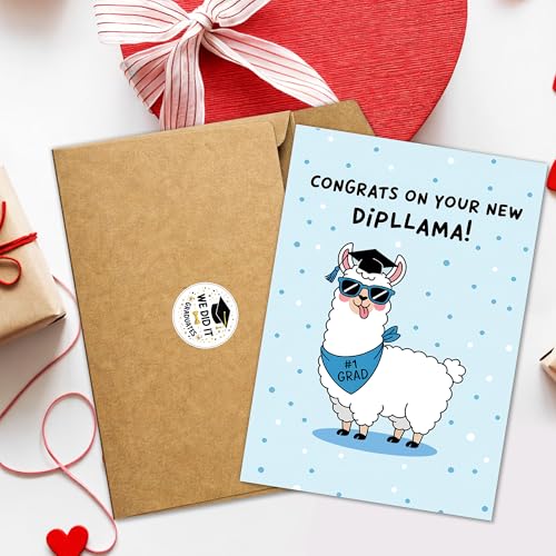 Funny Graduation Card 2026 - Llama Dipllama Congrats Card