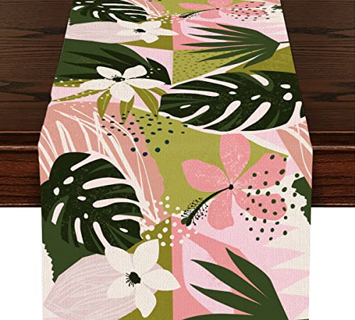 Multicolored Lovely Modern Palm Leaves Table Runner 13x72 Inch for Dining & Events