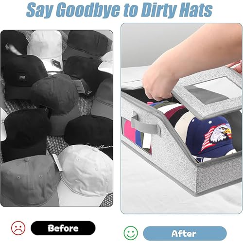 ESPETIO Stackable Hat Organizer Box for Closet - Holds 12 Baseball Caps