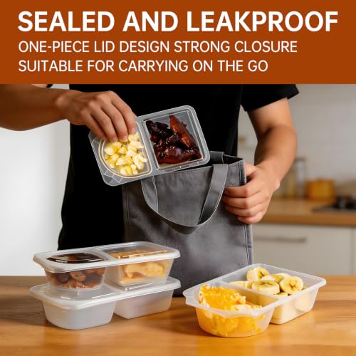 Pawbena 20-Pack Reusable Snack Containers with Lids, Double Compartment