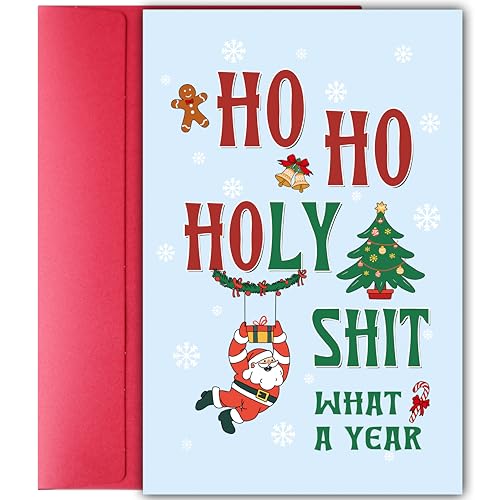 Funny Christmas Card Gifts for Women Men Holy Shit Cheeky Holiday Greeting Card