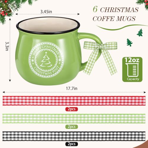 Sawysine Santa Style Christmas Coffee Mug Set - 6 Pack, 12 oz Ceramic Holiday Decor